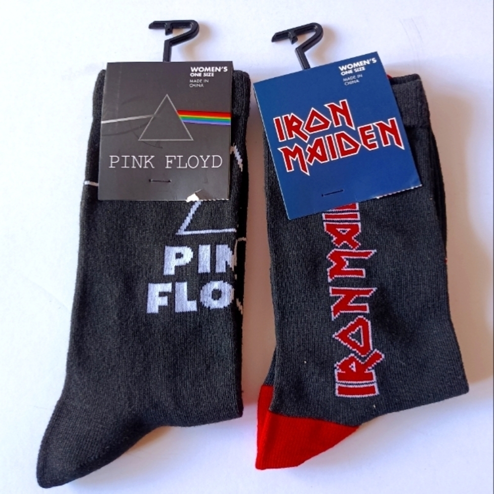 80s Rock Band Socks Women's Size 6-9.5 Black Set Of 2